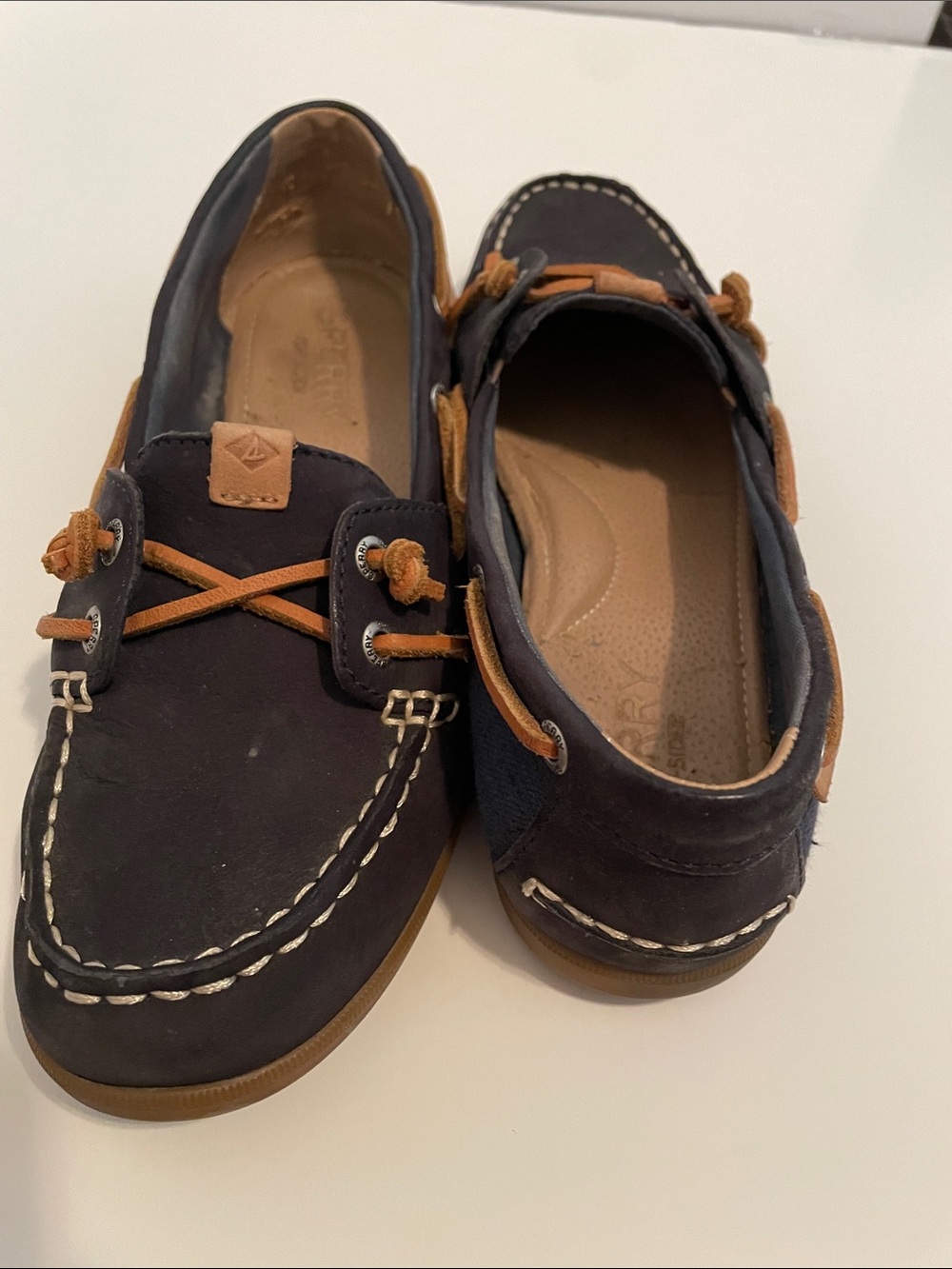 Sperry Navy and Tan Leather Boat Shoes